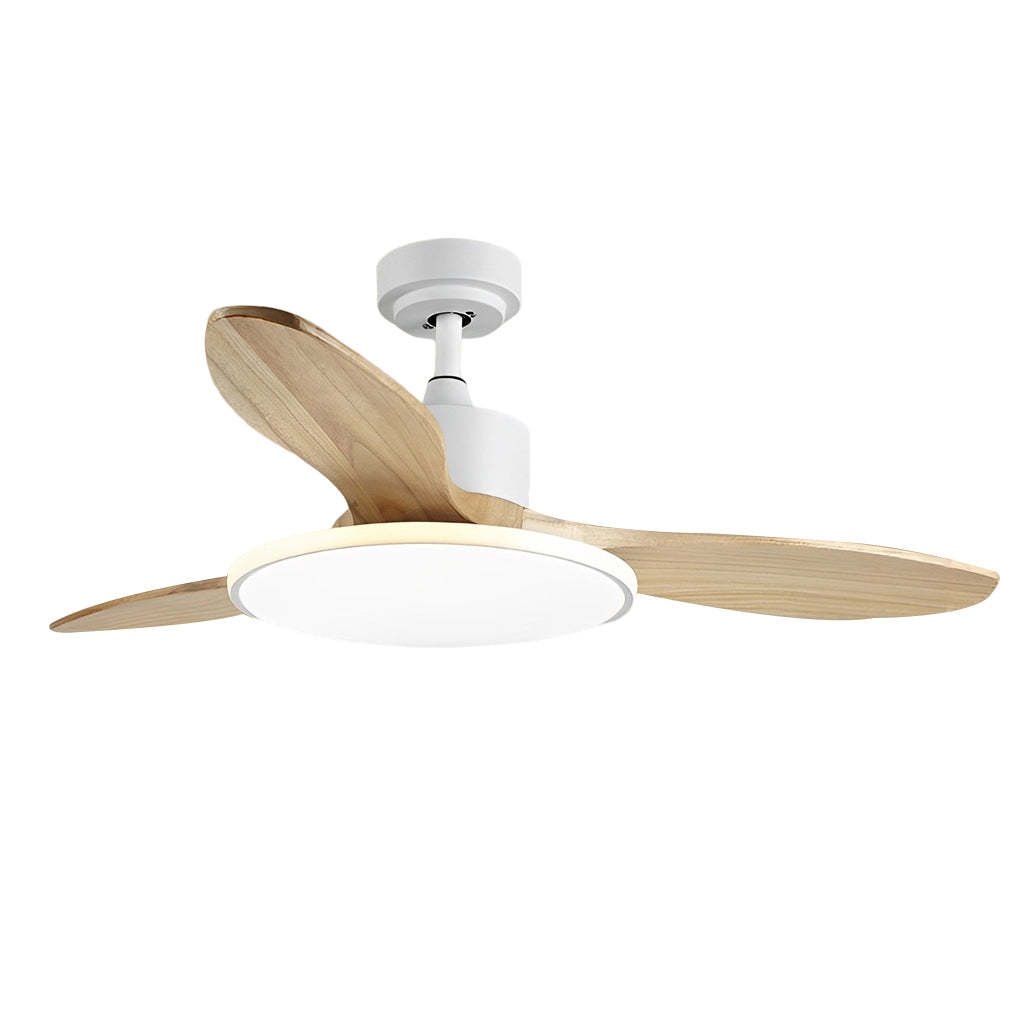 Wood Mute 3-Step Dimming LED Nordic Ceiling Fan