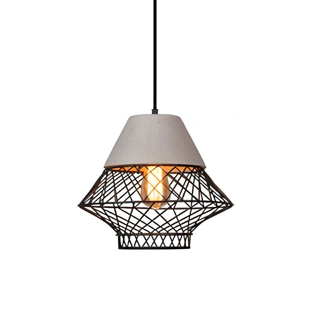 Cement Iron Cage Retro Industrial Kitchen Island Pendant