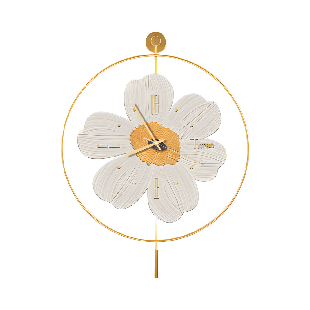 Round Metal Battery Operated LED Flower Wall Clock-Lighom