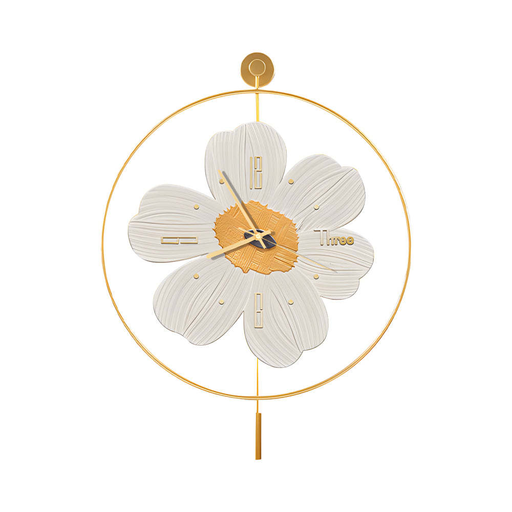 Round Metal Battery Operated LED Flower Wall Clock-Lighom