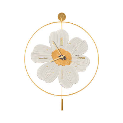 Round Metal Battery Operated LED Flower Wall Clock-Lighom