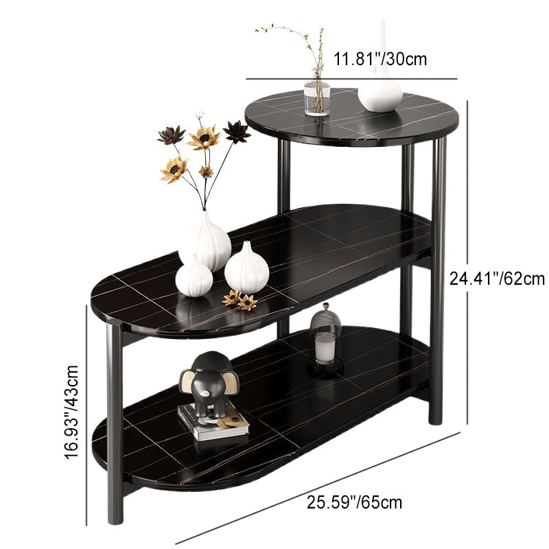 Minimalist Oval Iron 3-Tier End Table