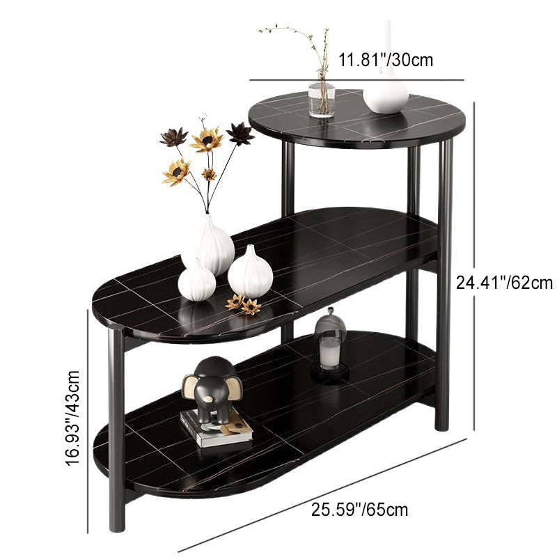 Minimalist Oval Iron 3-Tier End Table
