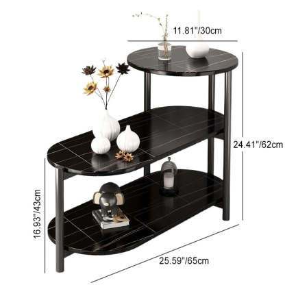 Minimalist Oval Iron 3-Tier End Table