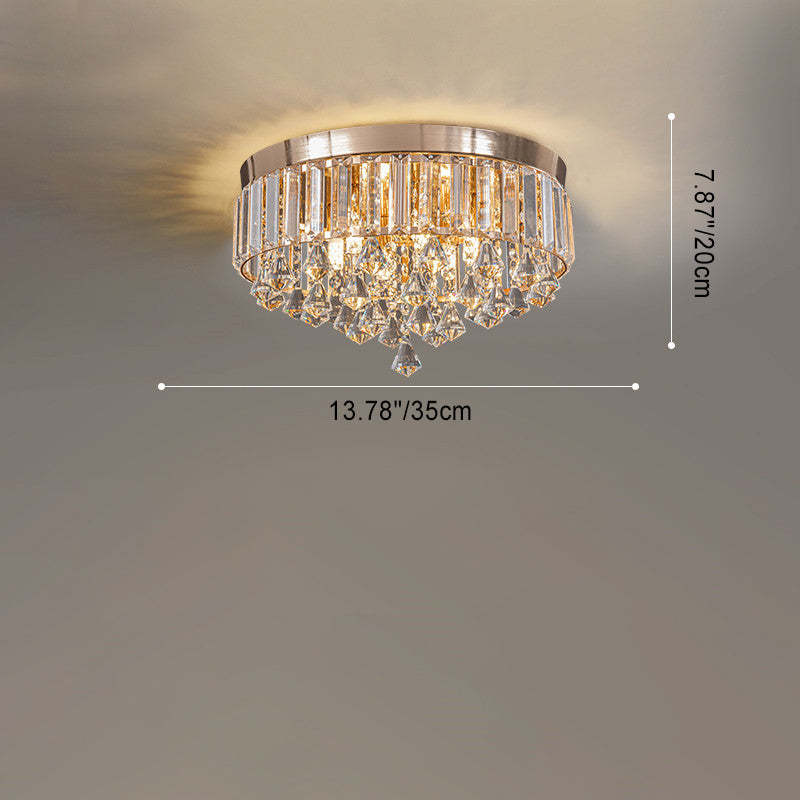 Modern Round Iron Crystal Beads 6/9-Light Flush Mount