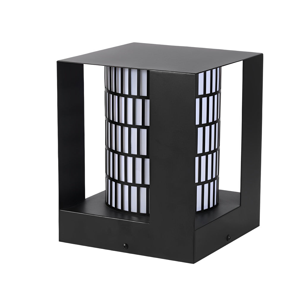 Square Lantern Waterproof LED Black Modern Backyard Landscaping Lights-Lighom