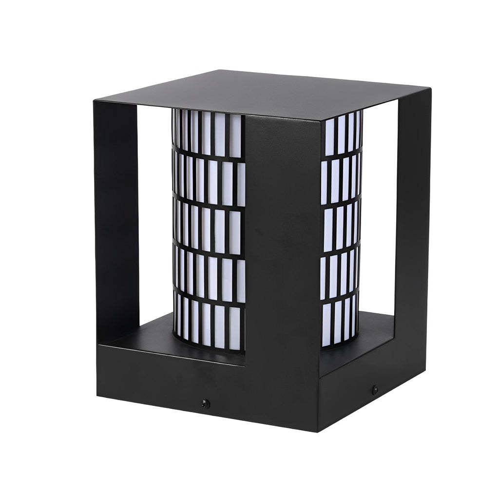 Square Lantern Waterproof LED Black Modern Backyard Landscaping Lights-Lighom