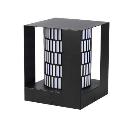 Square Lantern Waterproof LED Black Modern Backyard Landscaping Lights-Lighom