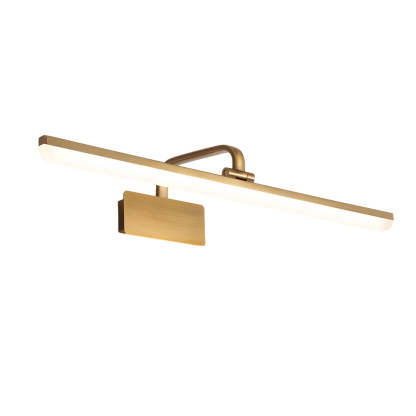 Brass Linear LED Bathroom Vanity Light with Curved Rod Design Elegant Mirror Fixture-Lighom