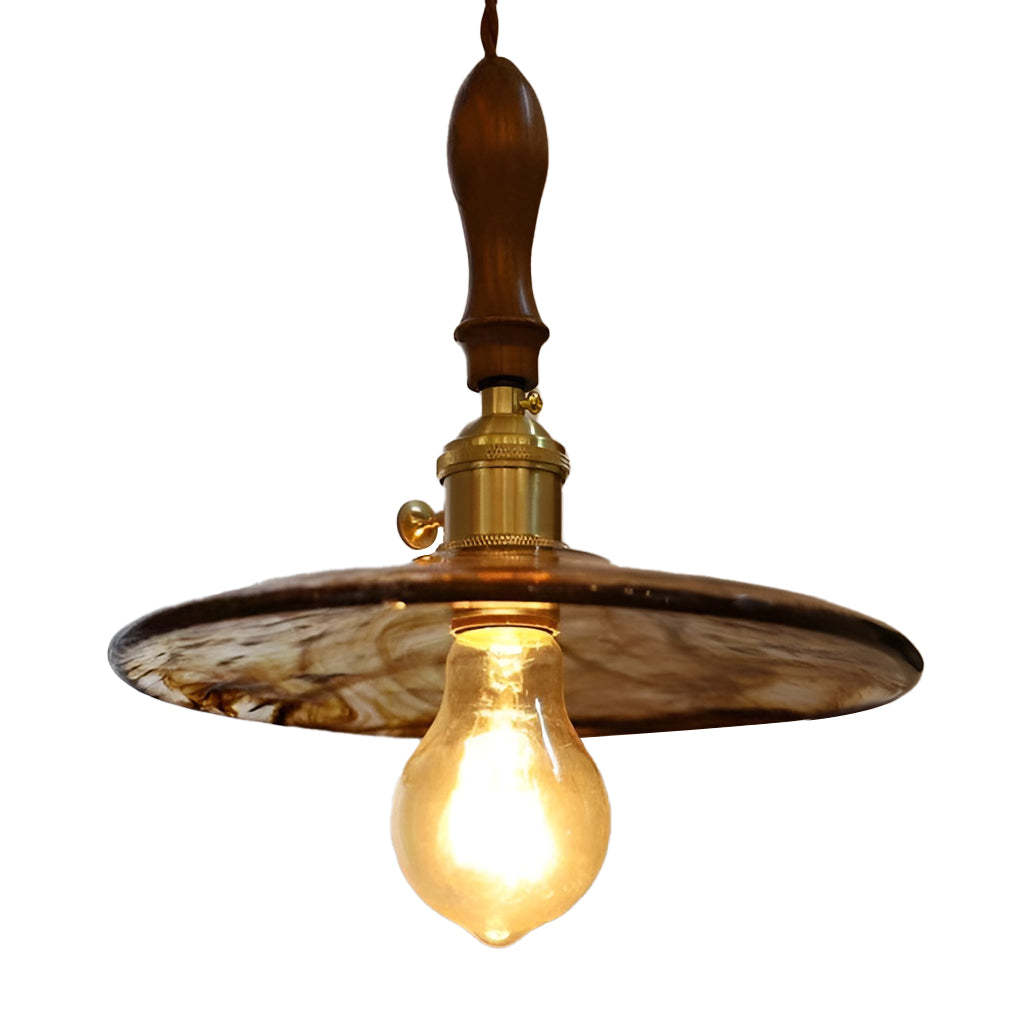 Circular Brown Glass LED Retro Island Pendant