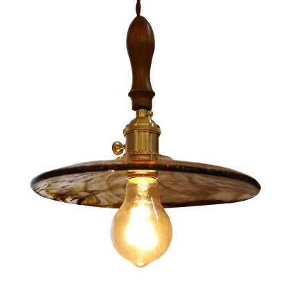 Circular Brown Glass LED Retro Island Pendant