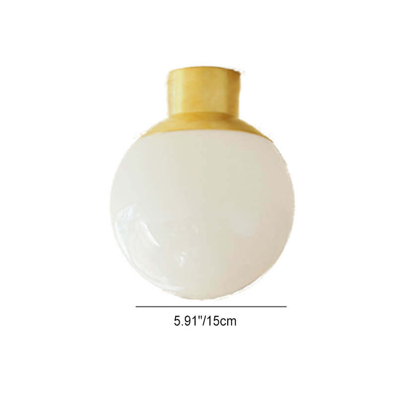 Japanese Round Ball Glass Brass Flush Ceiling Light