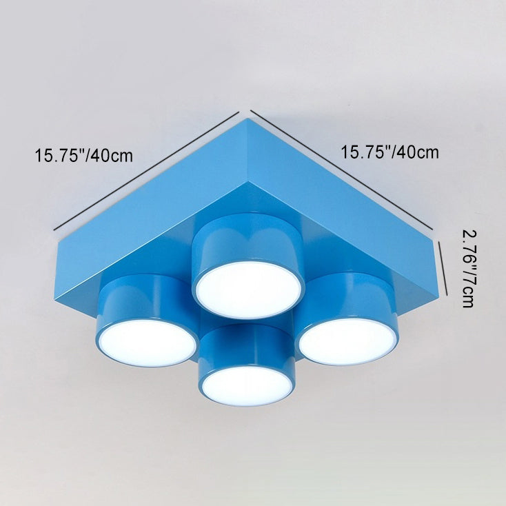 Contemporary Building Block Iron Flush Mount Light