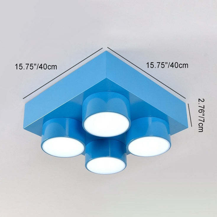 Contemporary Building Block Iron Flush Mount Light