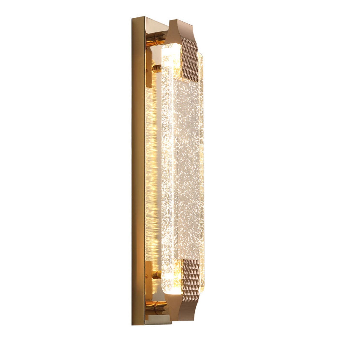European Rectangular Bubble Crystal LED Sconce — 110V-120V For US/CA / Warm Light (3000K)