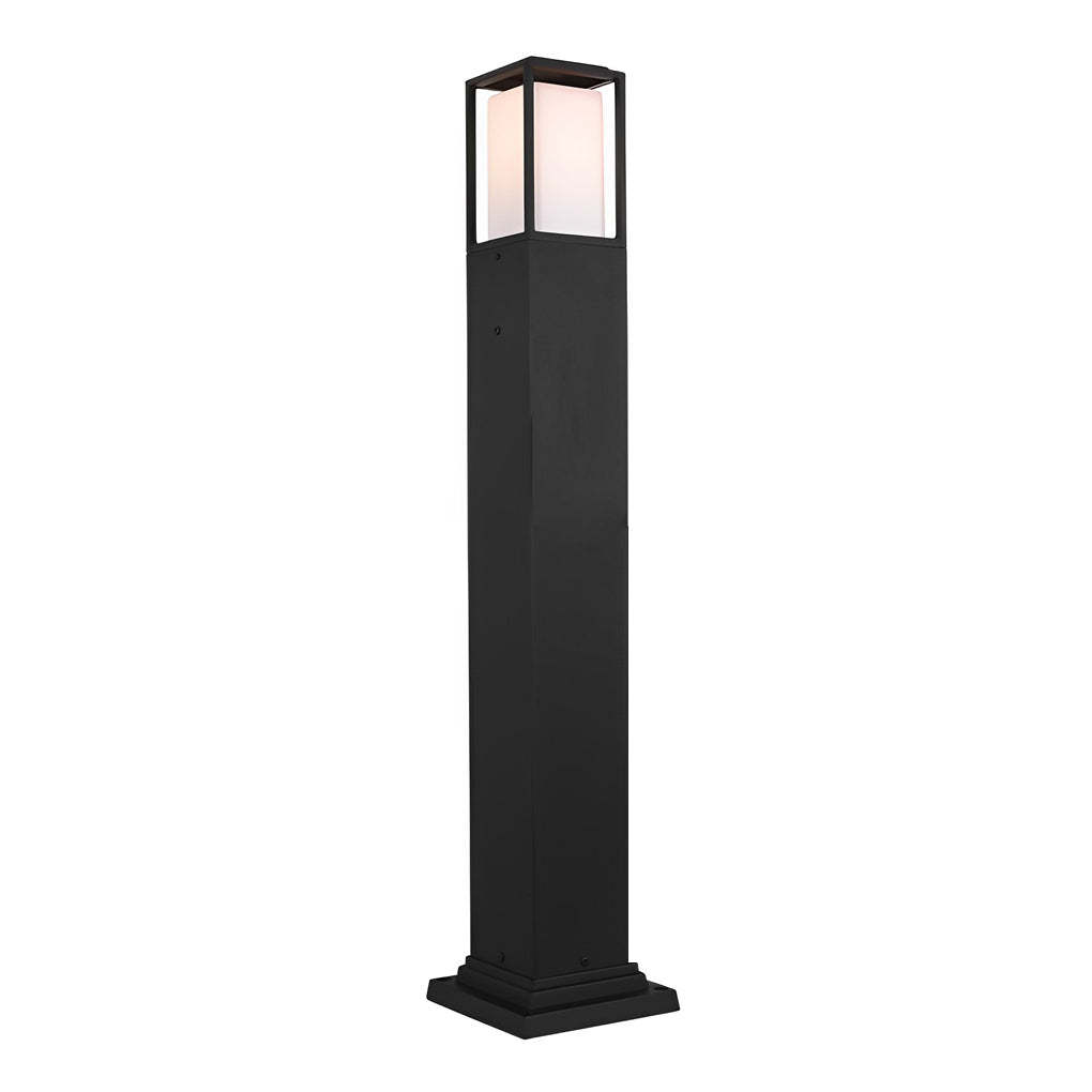 31.49 In. H Aluminum Black Bollard Lights Square Outdoor Path Lights-Lighom