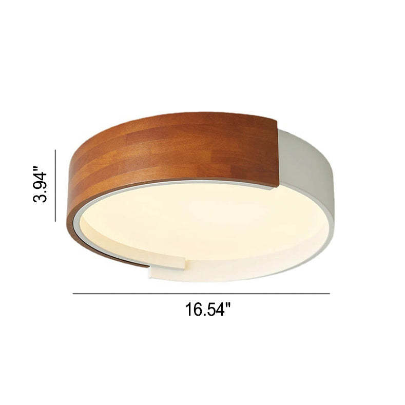 Nordic Half Round Wooden LED Flush Mount Light