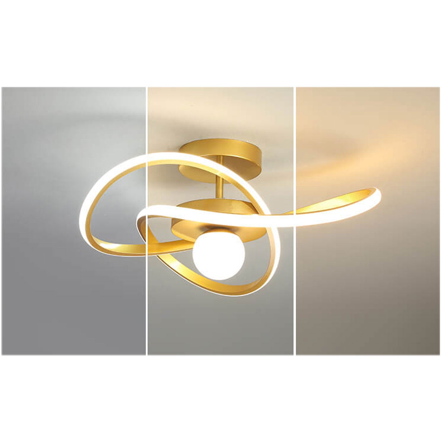Nordic Modern Streamer Surround LED Semi-Flush Mount Light — 3 Colors Changeable(Warm/Neutral/White) / Black