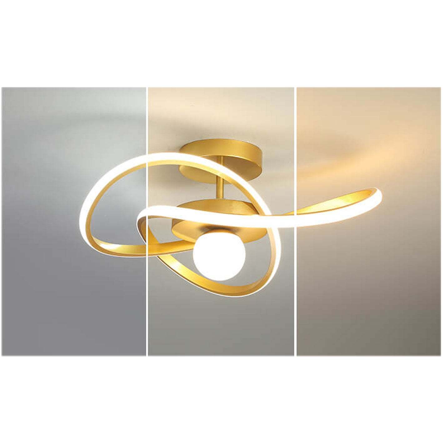 Nordic Modern Streamer Surround LED Semi-Flush Mount Light — 3 Colors Changeable(Warm/Neutral/White) / Black