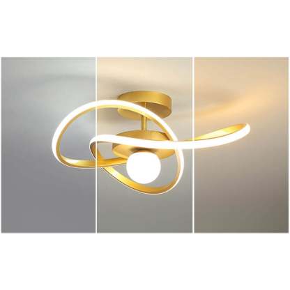 Nordic Modern Streamer Surround LED Semi-Flush Mount Light — 3 Colors Changeable(Warm/Neutral/White) / Black