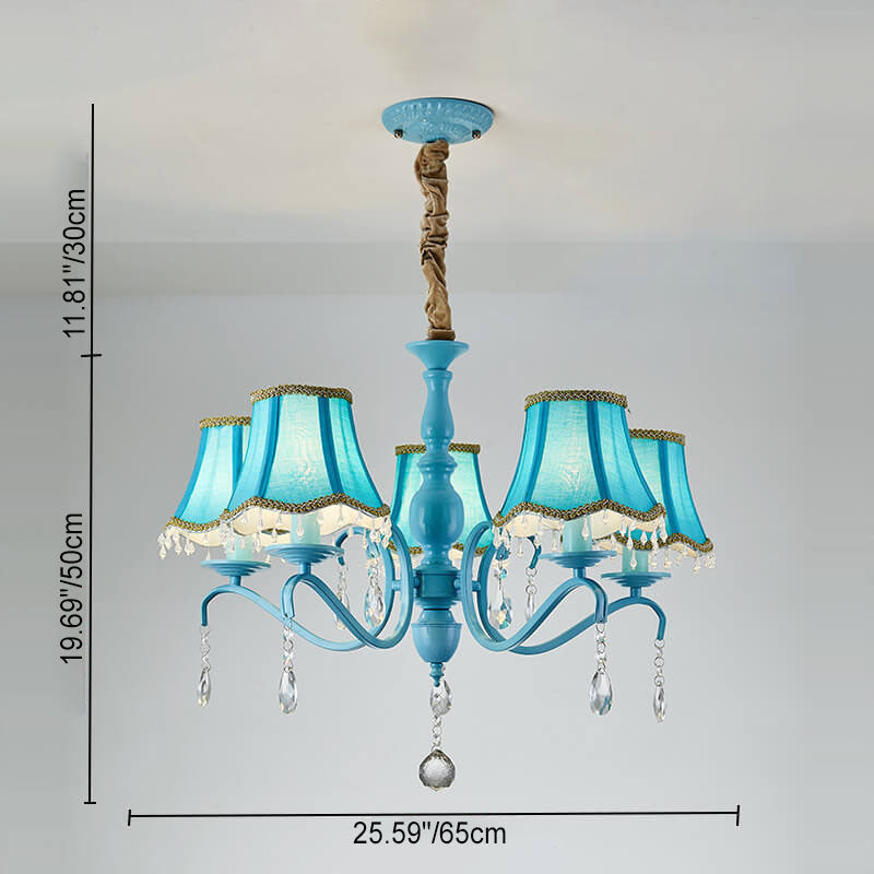 Modern Cone Iron Crystal Fabric Chandelier