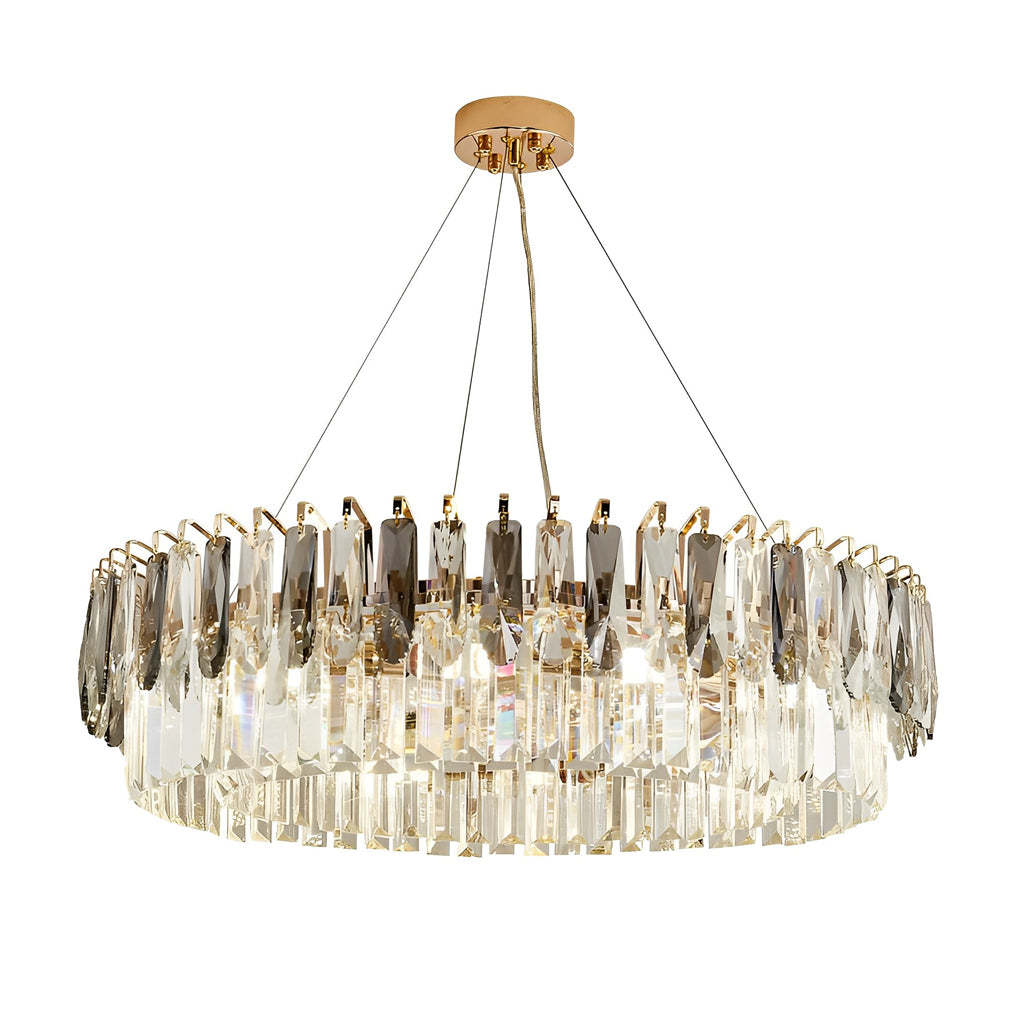 Lighom modern layer double crystal glass metal chandeliers