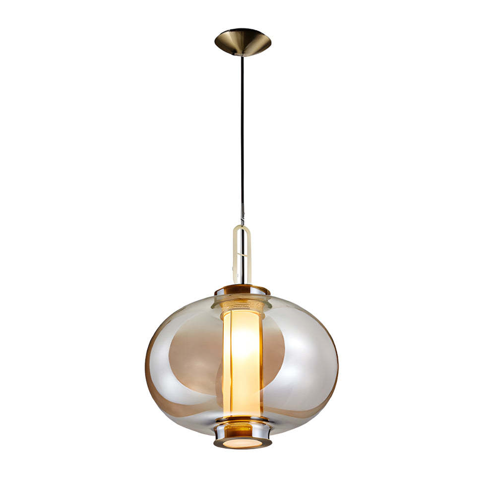 Amber Glass Shade Post-Modern Pendant Lamp