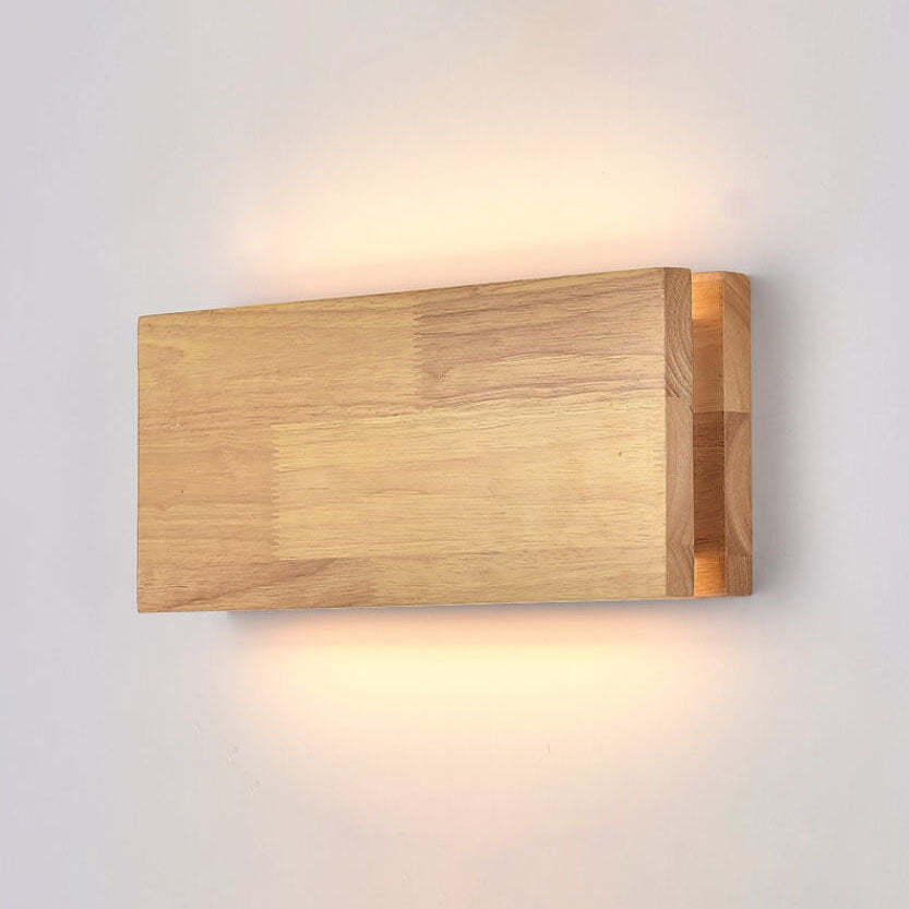 Japanese Wabi-Sabi Log Wood Rectangular LED Sconce
