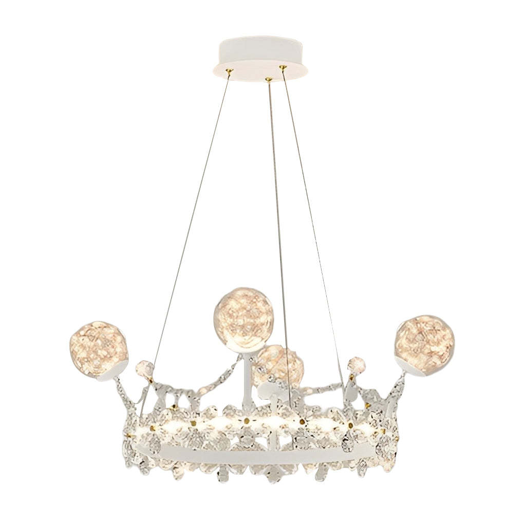 Crystal Glass Flower Crown Dimmable Nordic Chandelier
