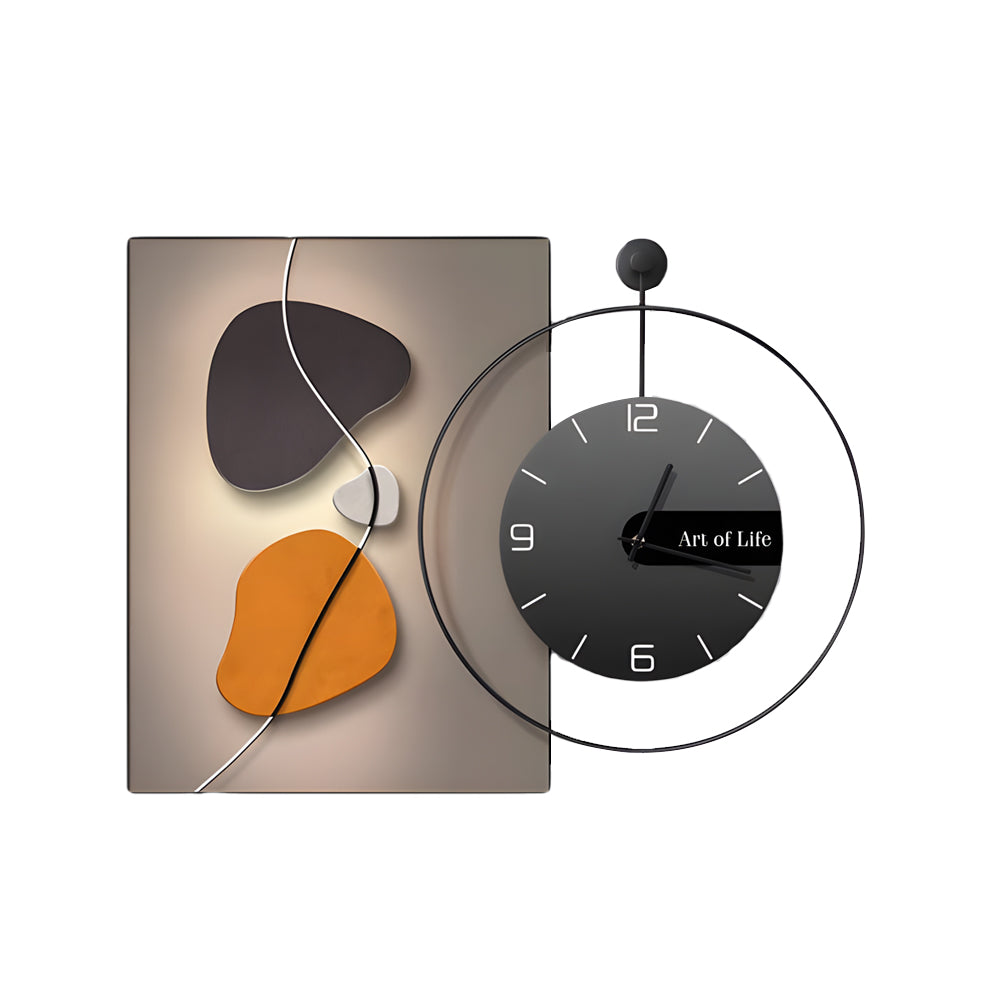 Geometric Silent Wall Clock Canvas Painting Wall Art Decor-Lighom