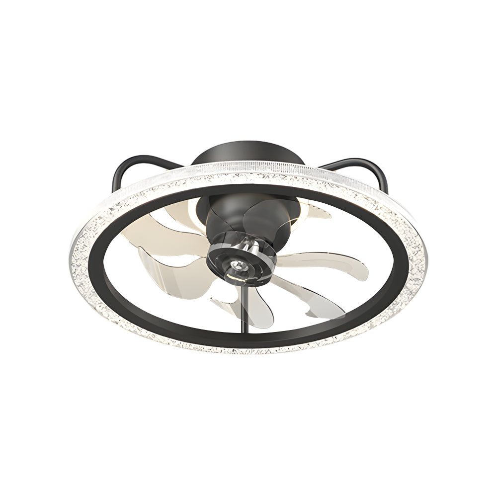 Creative 360�� Shake Head Round 3 Step Dimming Modern Ceiling Fans with Light-Lighom