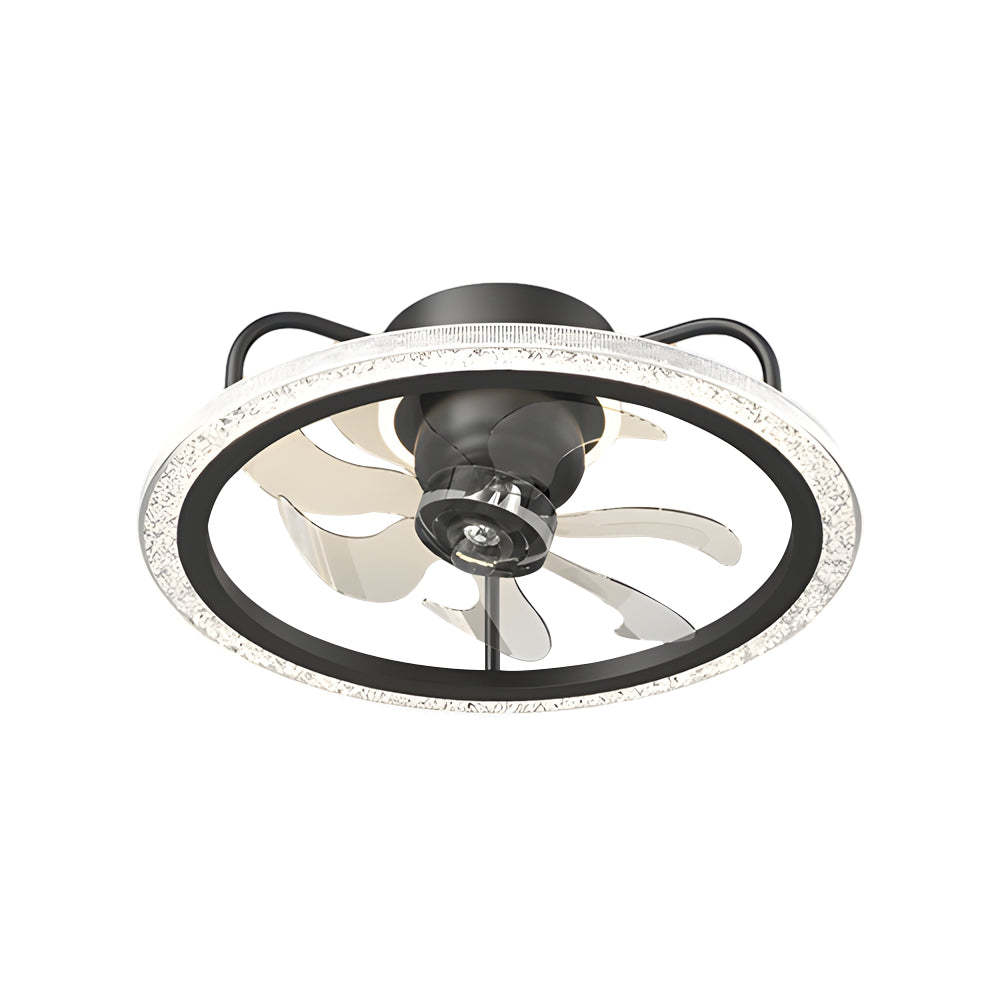 Creative 360�� Shake Head Round 3 Step Dimming Modern Ceiling Fans with Light-Lighom