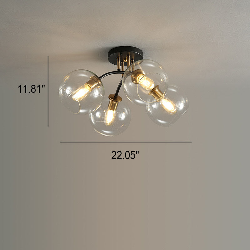 Modern Glass Magic Bean Round Semi-Flush Ceiling Light