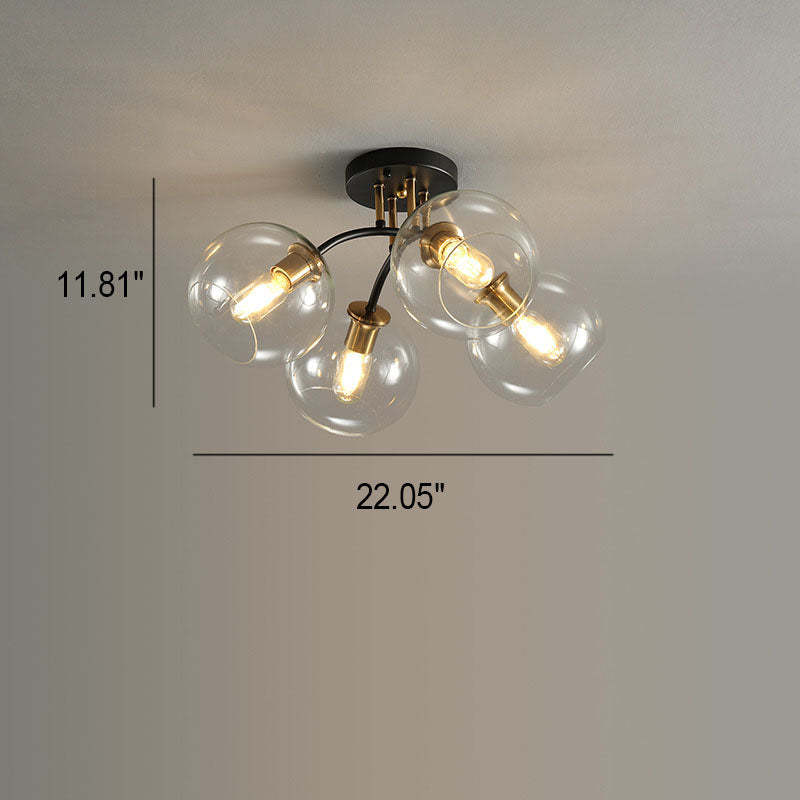 Modern Glass Magic Bean Round Semi-Flush Ceiling Light