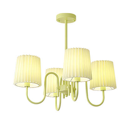 Pleated Fabric Retro Pastoral Green French Style Chandelier Hanging Lights-Lighom