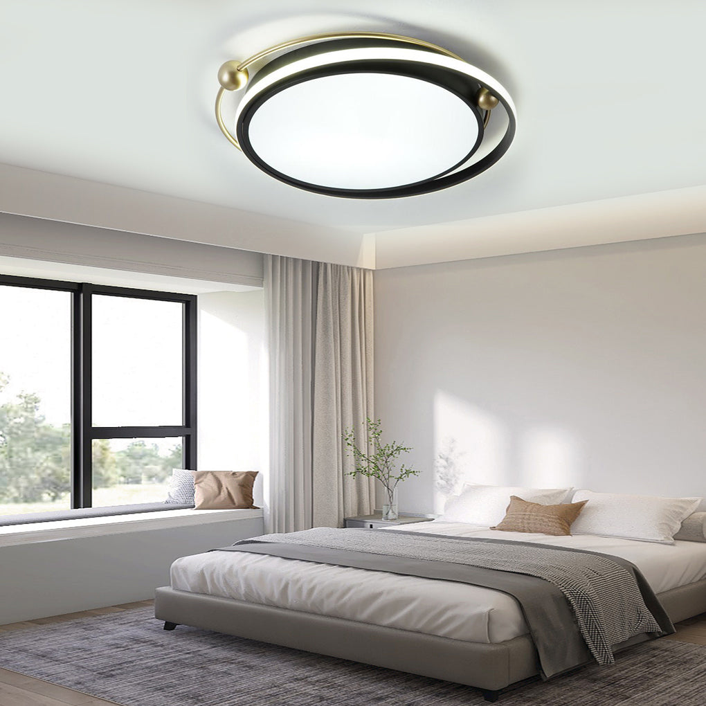 Nordic artistic circle black flush mount lighting in synthetic — Cool White (6000K)