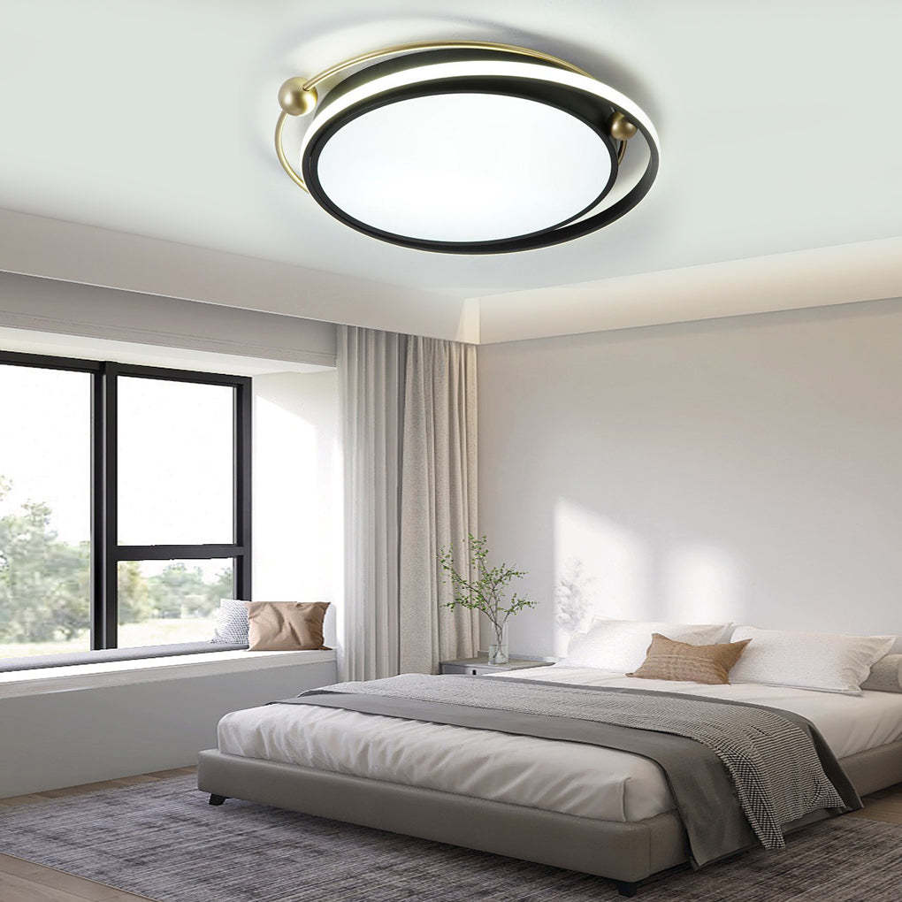 Artistic Circle Dimmable LED Black Nordic Flush Mount