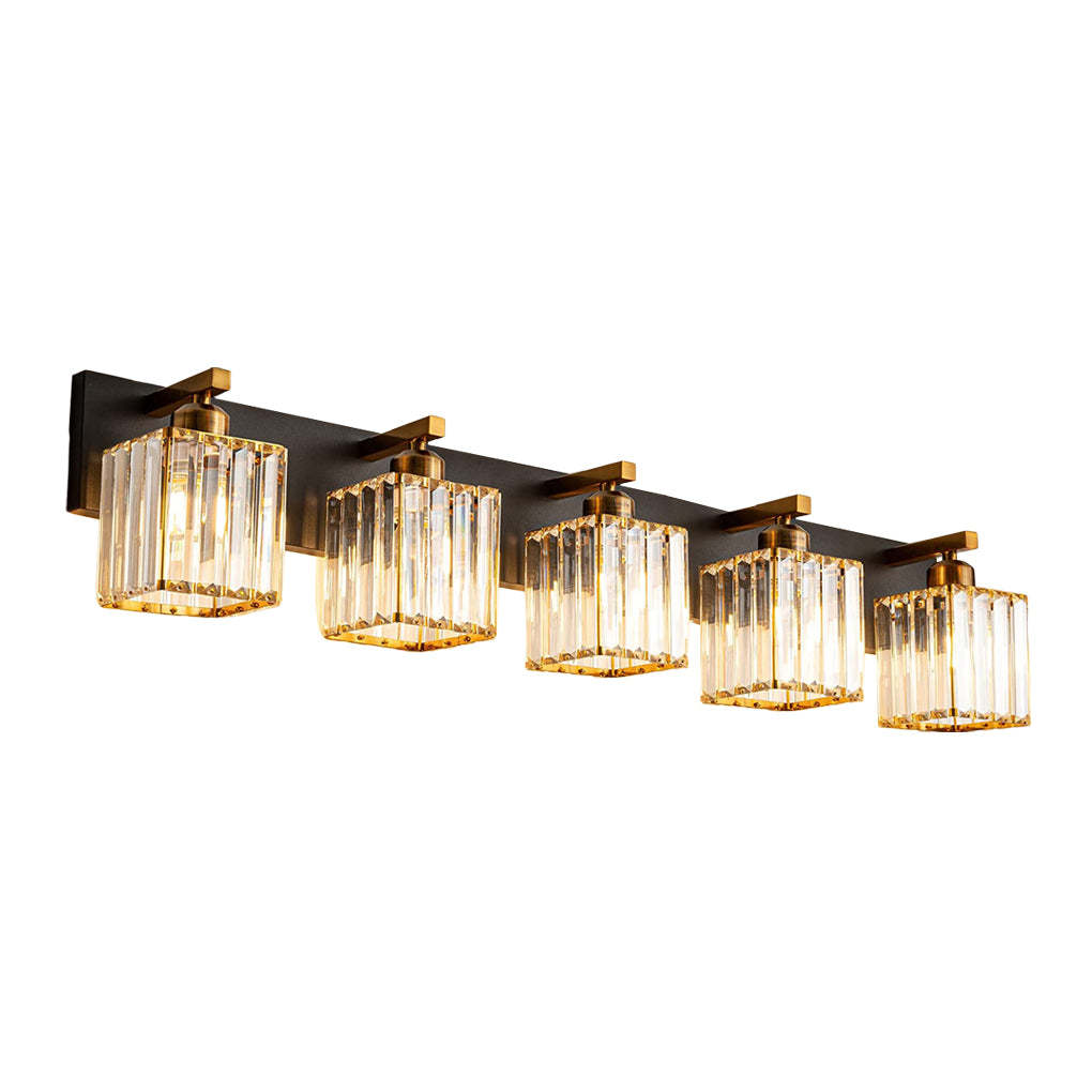 4/5 Square Crystal Luxury Electroplated Metal American Style Wall Lamp-Lighom
