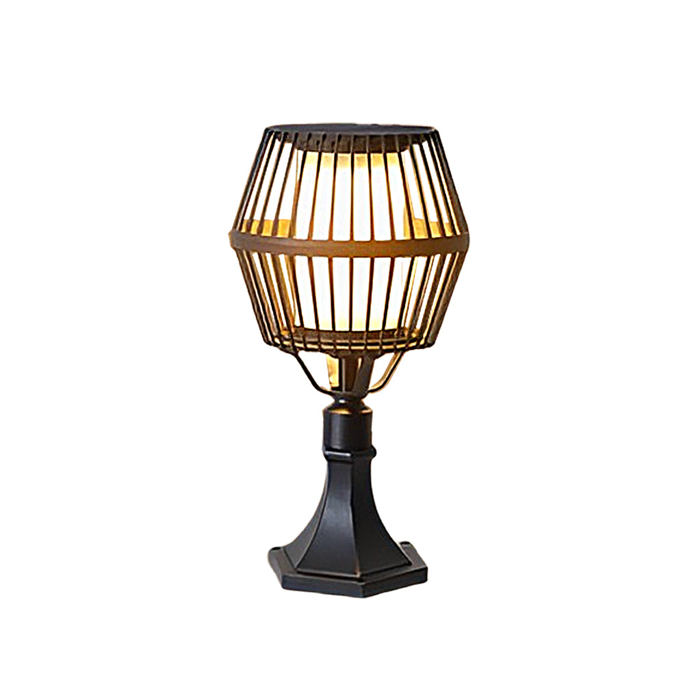 Waterproof Aluminum LED Matte Black Modern Solar Outdoor Lights Lanterns-Lighom