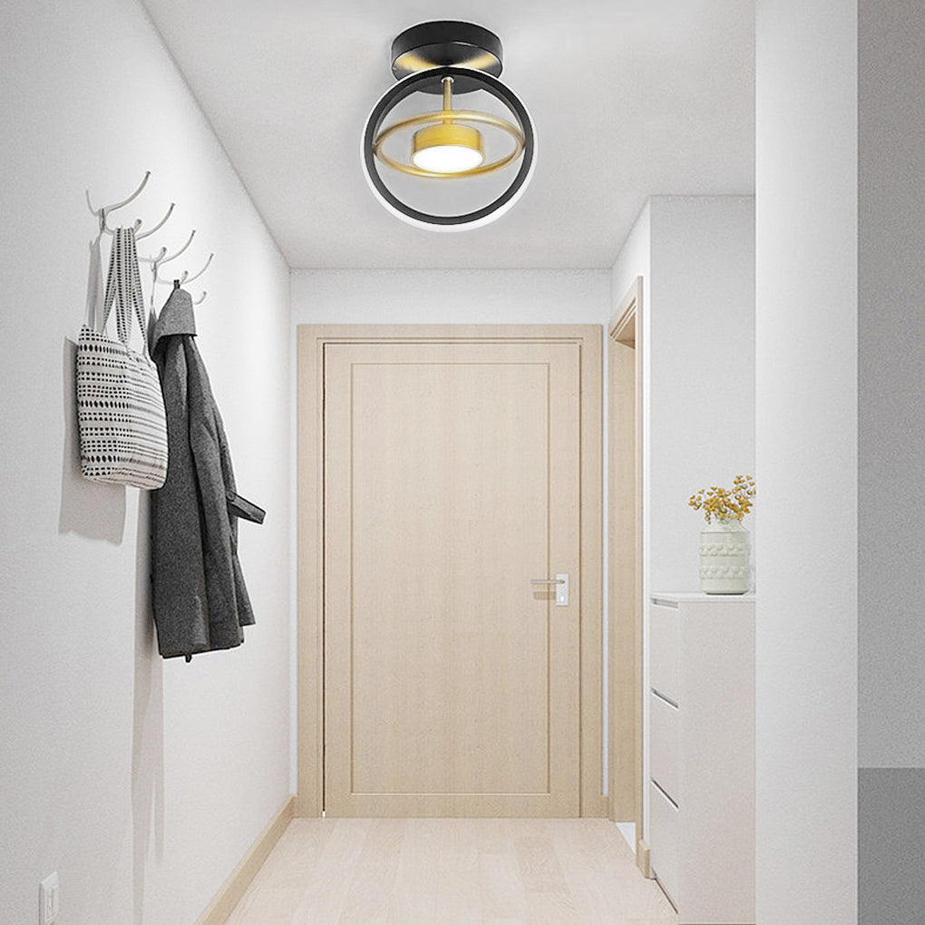 Lighom modern entry square black semi-flush mount light in synthetic — Warm White (3000K)