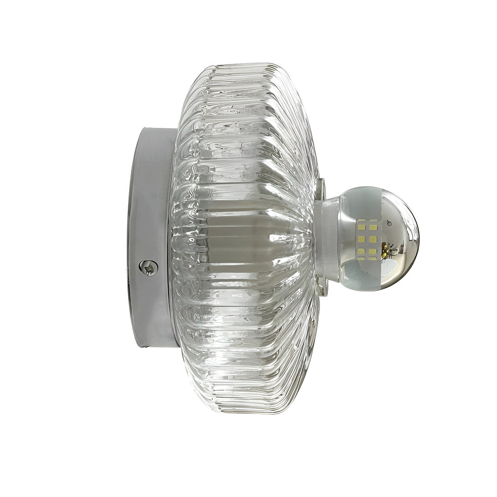 Round Cup Lid Transparent Glass Chromed Metal Medieval Modern Wall Lamp-Lighom