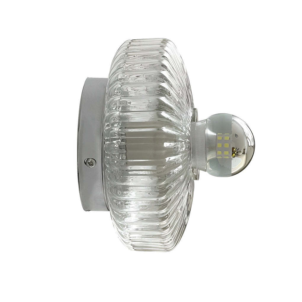 Round Cup Lid Transparent Glass Chromed Metal Medieval Modern Wall Lamp-Lighom