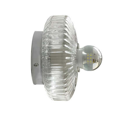 Round Cup Lid Transparent Glass Chromed Metal Medieval Modern Wall Lamp-Lighom