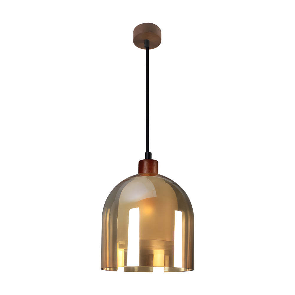 Double Glass Wood Brown Nordic Pendant Light