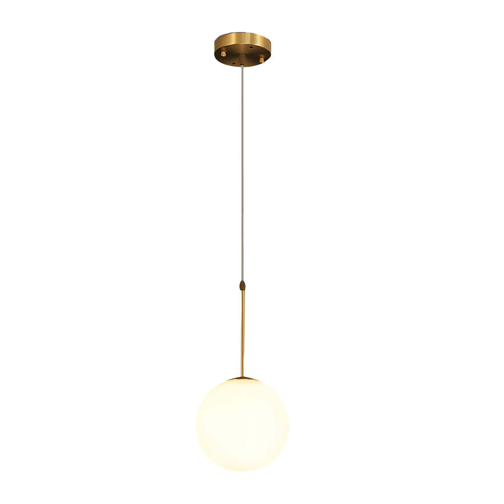 Modern White Glass Globe Gold Island Pendant