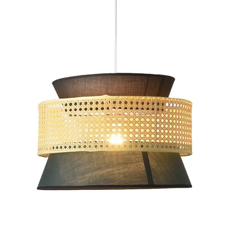 Modern Rattan Japanese Drum Pendant Light