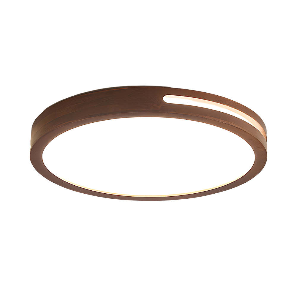 Round Wood Three-Step Dimming Retro Ceiling Light