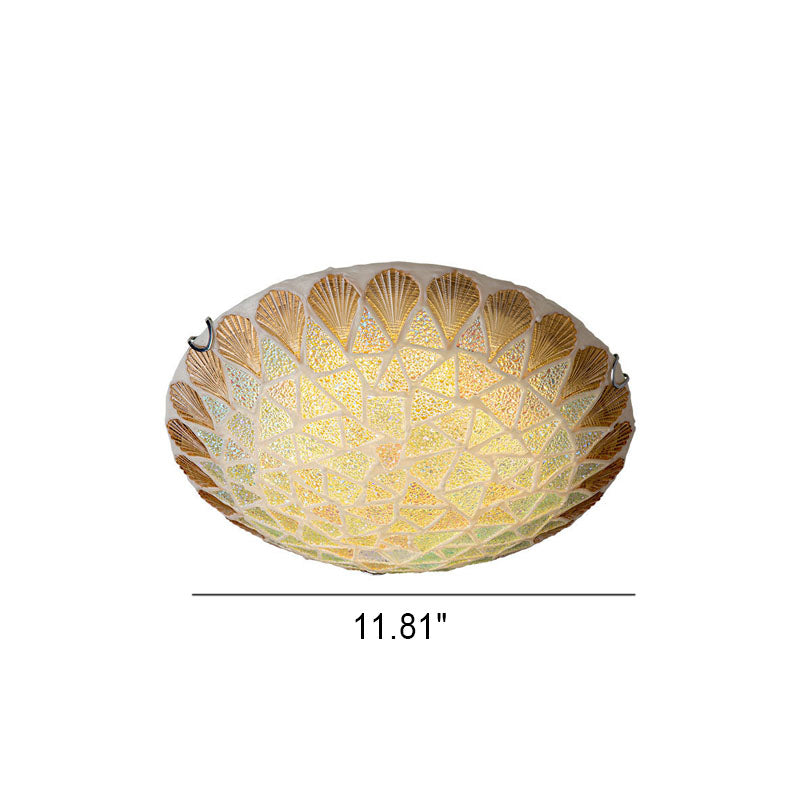 Nordic Vintage Tiffany Shell Glass Flush Mount Light — 220V-240V For UK/AU