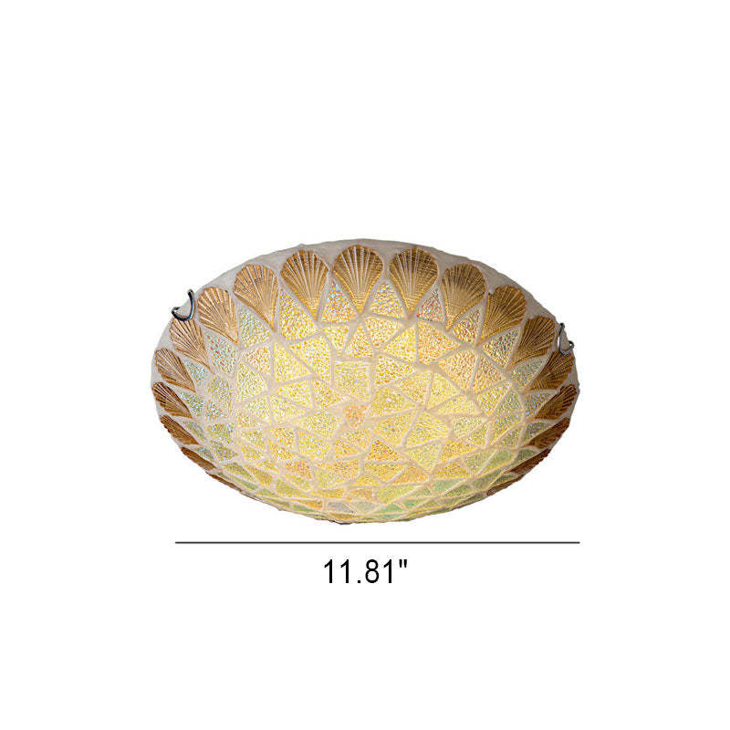 Nordic Vintage Tiffany Shell Glass Flush Mount Light — 220V-240V For UK/AU