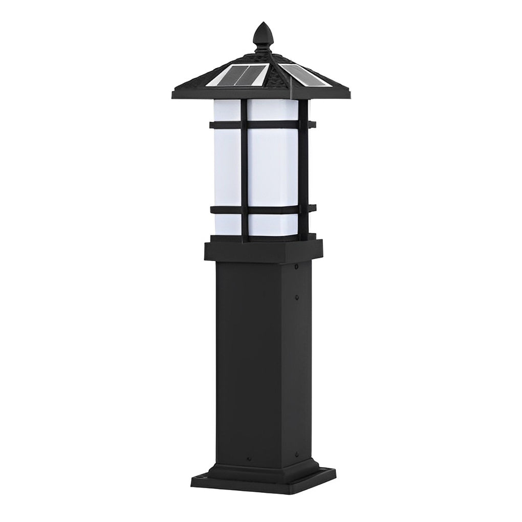 Modern Solar LED Lawn Lamp with Ancient Asian Style Top Waterproof Outdoor Light-Lighom